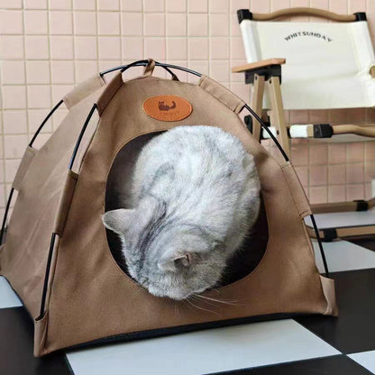 Modern Minimalist Curved Hemispherical Oxford Fabric Bamboo Mat Memory Steel Mesh Fabric Anti-Slip Dotted Fabric Camping Cat Bed For Bedroom