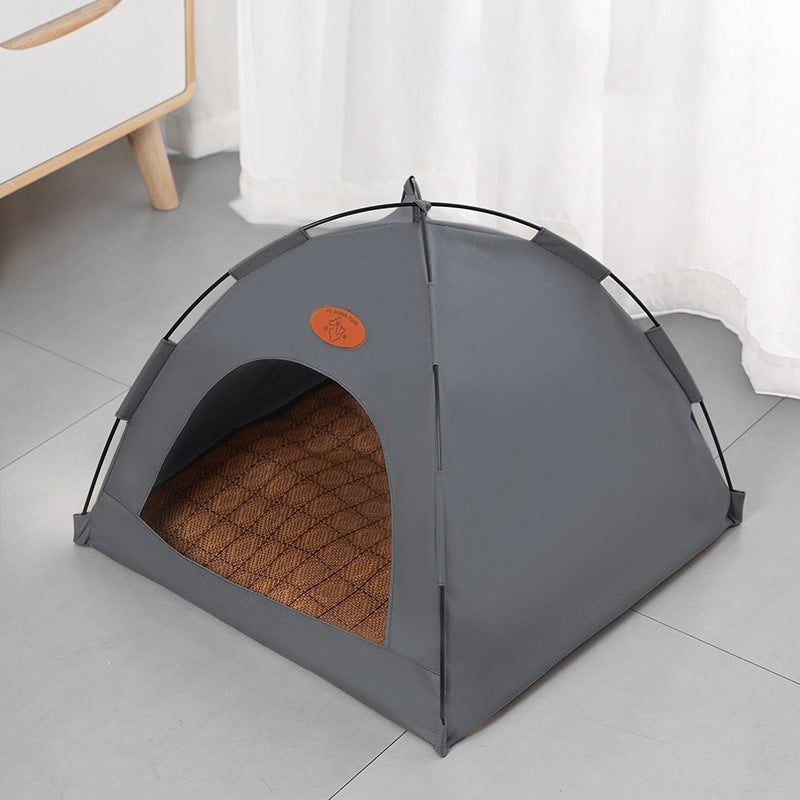 Modern Minimalist Curved Hemispherical Oxford Fabric Bamboo Mat Memory Steel Mesh Fabric Anti-Slip Dotted Fabric Camping Cat Bed For Bedroom