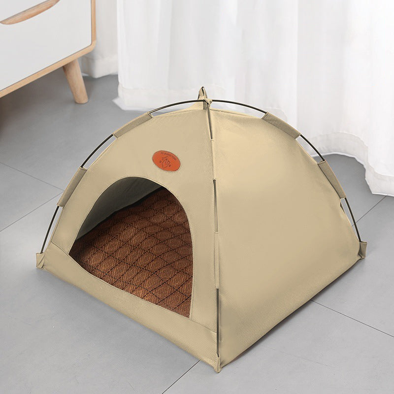 Modern Minimalist Curved Hemispherical Oxford Fabric Bamboo Mat Memory Steel Mesh Fabric Anti-Slip Dotted Fabric Camping Cat Bed For Bedroom