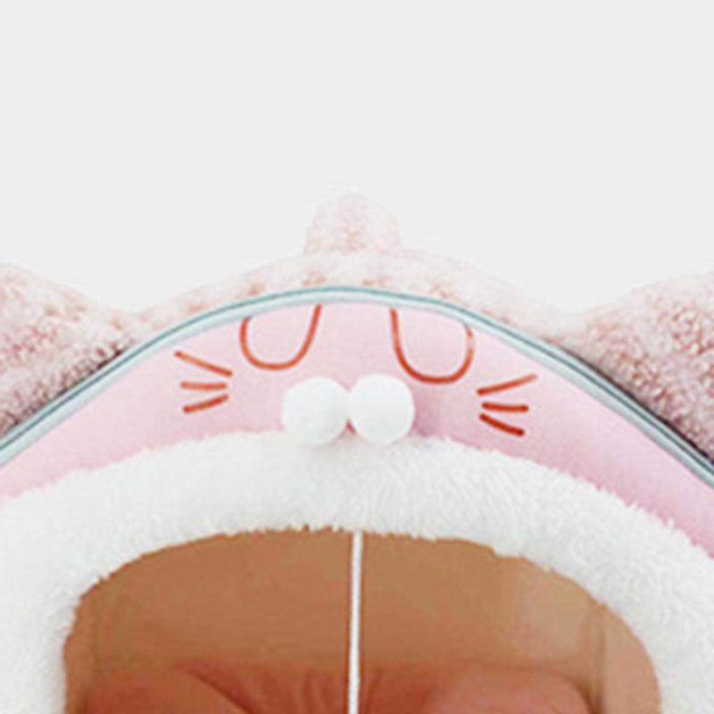 Contemporary Creative Curved Cat Ear Design Velvet Anti-Slip Dotted Fabric Handheld Cat Bed Toy Ball For Bedroom