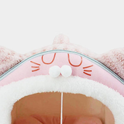 Contemporary Creative Curved Cat Ear Design Velvet Anti-Slip Dotted Fabric Handheld Cat Bed Toy Ball For Bedroom