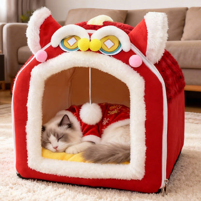 Contemporary Creative Curved Cat Ear Design Velvet Anti-Slip Dotted Fabric Handheld Cat Bed Toy Ball For Bedroom