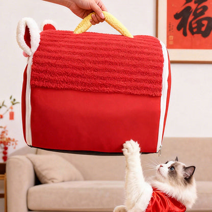 Contemporary Creative Curved Cat Ear Design Velvet Anti-Slip Dotted Fabric Handheld Cat Bed Toy Ball For Bedroom