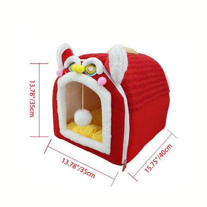 Contemporary Creative Curved Cat Ear Design Velvet Anti-Slip Dotted Fabric Handheld Cat Bed Toy Ball For Bedroom