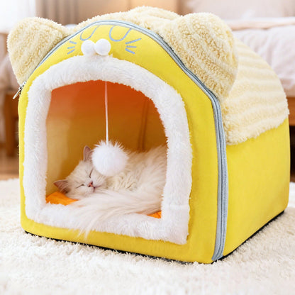 Contemporary Creative Curved Cat Ear Design Velvet Anti-Slip Dotted Fabric Handheld Cat Bed Toy Ball For Bedroom