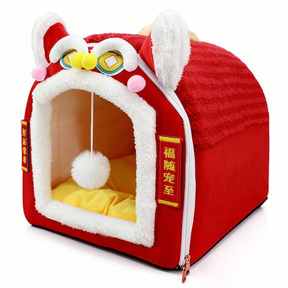 Contemporary Creative Curved Cat Ear Design Velvet Anti-Slip Dotted Fabric Handheld Cat Bed Toy Ball For Bedroom