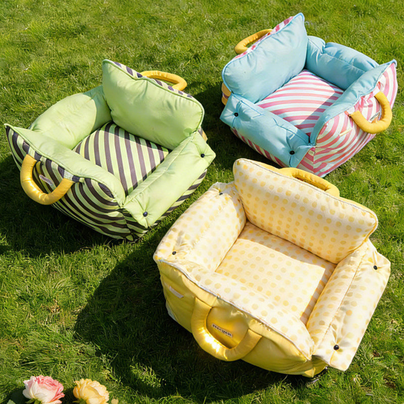 Contemporary Creative Rectangular Nylon-Woven Iron Oxford Fabric Anti-Slip Dotted Fabric Car Cat Bed Dog Bed For Bedroom