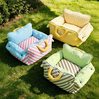 Contemporary Creative Rectangular Nylon-Woven Iron Oxford Fabric Anti-Slip Dotted Fabric Car Cat Bed Dog Bed For Bedroom