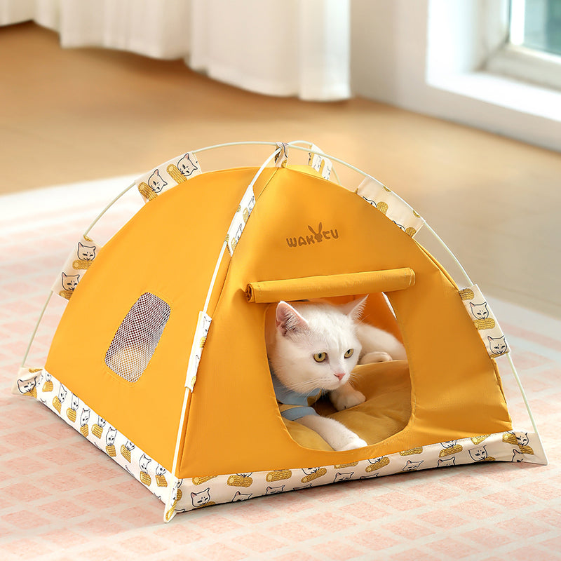 Contemporary Creative Semi-Circular Foldable Outdoor Tent Oxford Fabric Fiberglass Mesh Fabric Anti-Slip Dotted Fabric Velvet Cat Bed Dog Bed For Garden