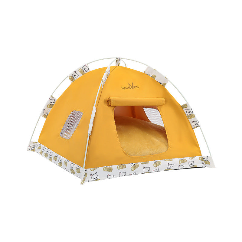 Contemporary Creative Semi-Circular Foldable Outdoor Tent Oxford Fabric Fiberglass Mesh Fabric Anti-Slip Dotted Fabric Velvet Cat Bed Dog Bed For Garden