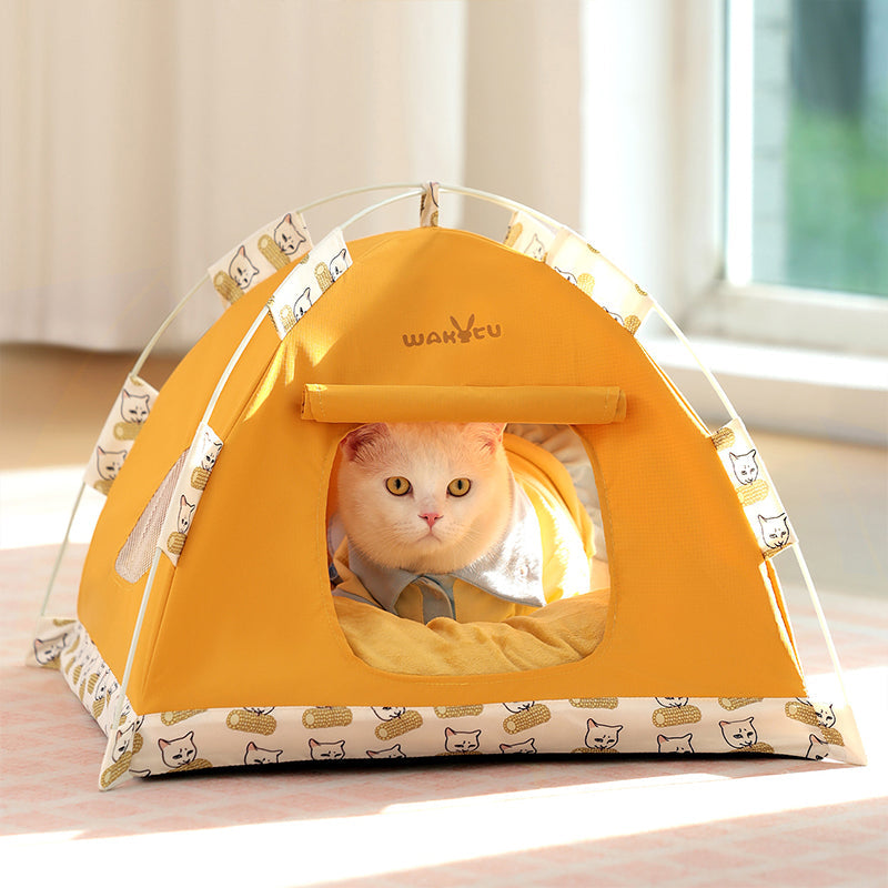 Contemporary Creative Semi-Circular Foldable Outdoor Tent Oxford Fabric Fiberglass Mesh Fabric Anti-Slip Dotted Fabric Velvet Cat Bed Dog Bed For Garden