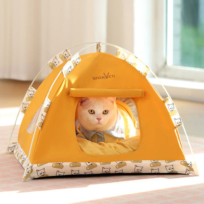 Contemporary Creative Semi-Circular Foldable Outdoor Tent Oxford Fabric Fiberglass Mesh Fabric Anti-Slip Dotted Fabric Velvet Cat Bed Dog Bed For Garden