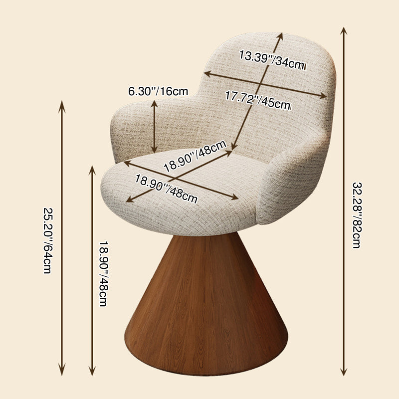 Contemporary Nordic Conical Curved Cotton-Linen Printed Velvet Carbon Steel Rotating Vanity Stool Backrest Armless For Bedroom