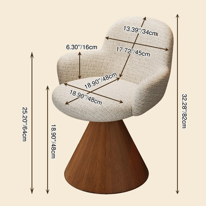 Contemporary Nordic Conical Curved Cotton-Linen Printed Velvet Carbon Steel Rotating Vanity Stool Backrest Armless For Bedroom