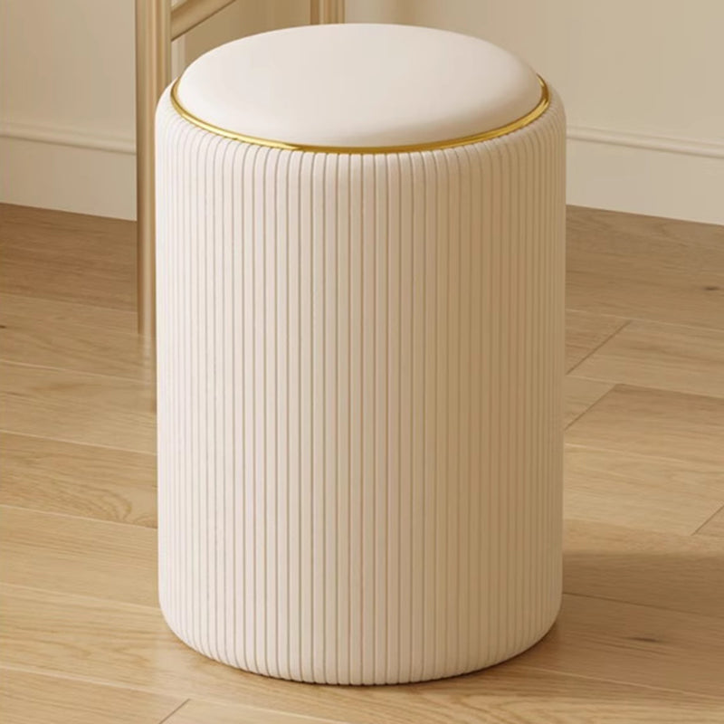 Modern Minimalist Cylindrical Solid Wood PU Leather Storage Vanity Stool Backless Armless For Bedroom