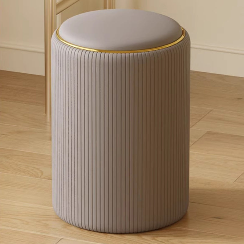 Modern Minimalist Cylindrical Solid Wood PU Leather Storage Vanity Stool Backless Armless For Bedroom
