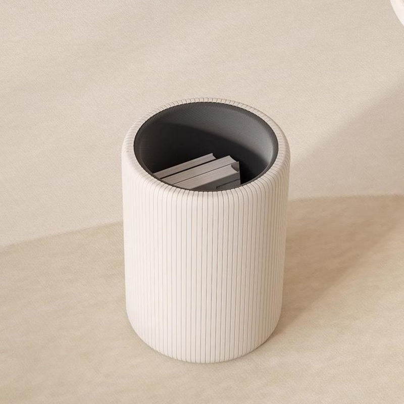 Modern Minimalist Cylindrical Solid Wood PU Leather Storage Vanity Stool Backless Armless For Bedroom