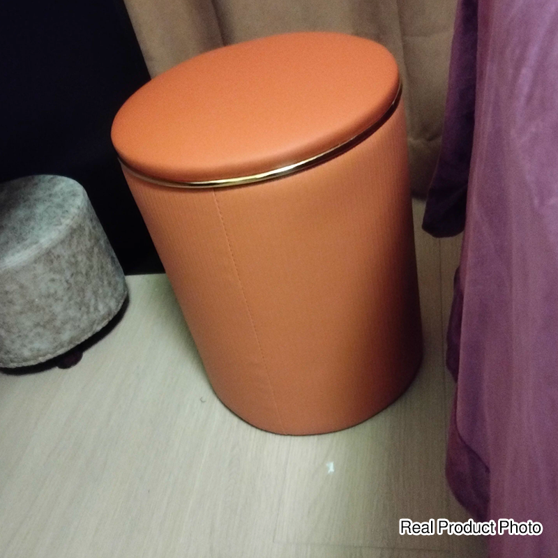 Modern Minimalist Cylindrical Solid Wood PU Leather Storage Vanity Stool Backless Armless For Bedroom