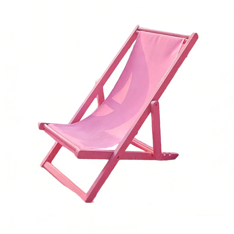 Contemporary Creative Rectangular Oxford Fabric Solid Wood Folding Beach Chair Recliner Backrest For Outdoor