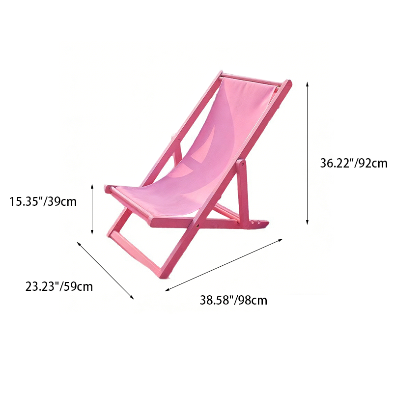 Contemporary Creative Rectangular Oxford Fabric Solid Wood Folding Beach Chair Recliner Backrest For Outdoor