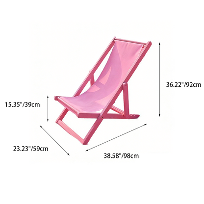 Contemporary Creative Rectangular Oxford Fabric Solid Wood Folding Beach Chair Recliner Backrest For Outdoor