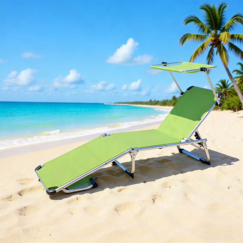 Modern Minimalist Rectangular Oxford Fabric Aluminum Tube Beach Chair Folding Recliner Backrest For Outdoor