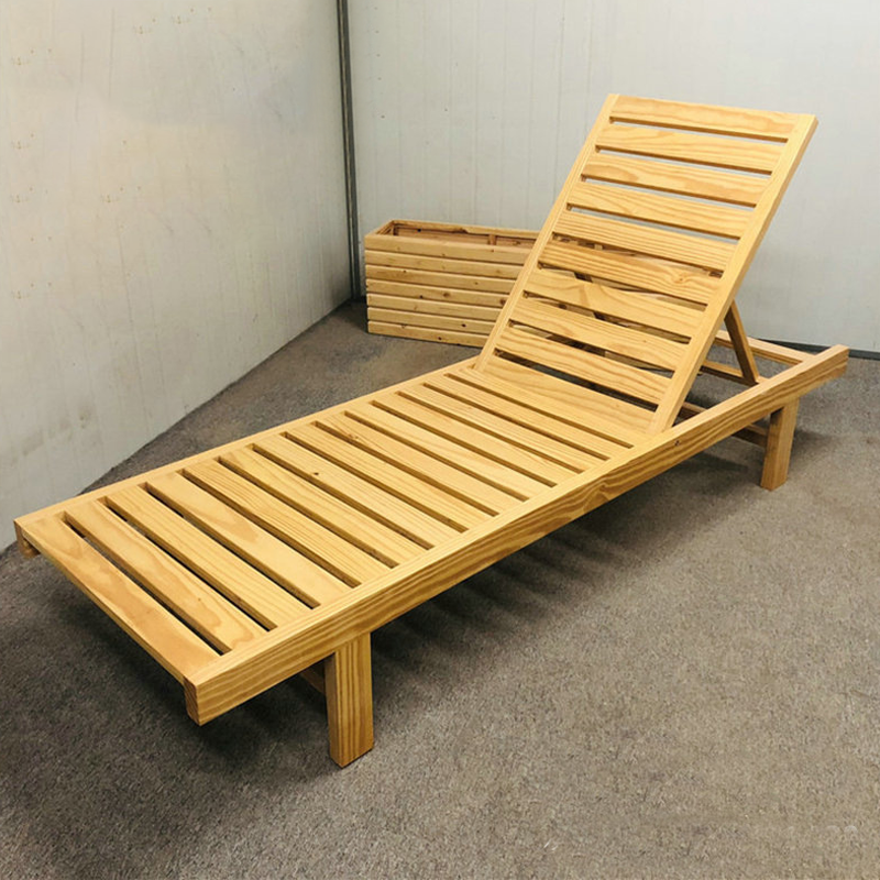 Modern Minimalist Rectangular Curved Solid Tropical Hardwood Pine Wood Folding Recliner For Outdoor