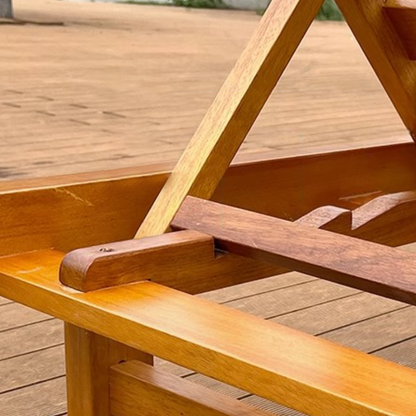 Modern Minimalist Rectangular Curved Solid Tropical Hardwood Pine Wood Folding Recliner For Outdoor