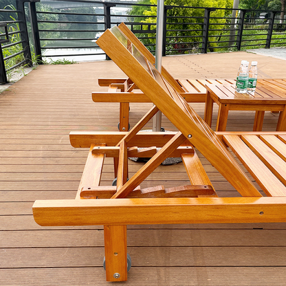 Modern Minimalist Rectangular Curved Solid Tropical Hardwood Pine Wood Folding Recliner For Outdoor