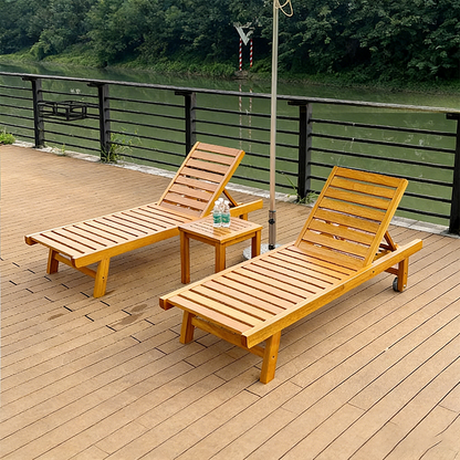 Modern Minimalist Rectangular Curved Solid Tropical Hardwood Pine Wood Folding Recliner For Outdoor