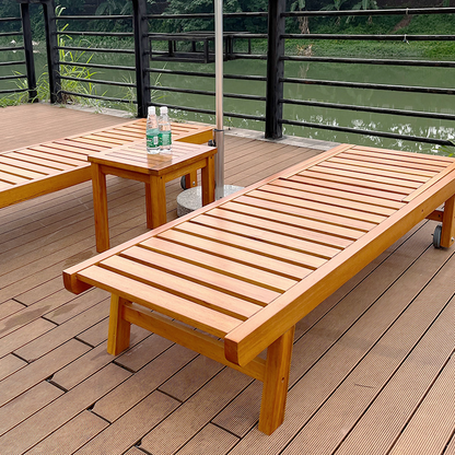 Modern Minimalist Rectangular Curved Solid Tropical Hardwood Pine Wood Folding Recliner For Outdoor