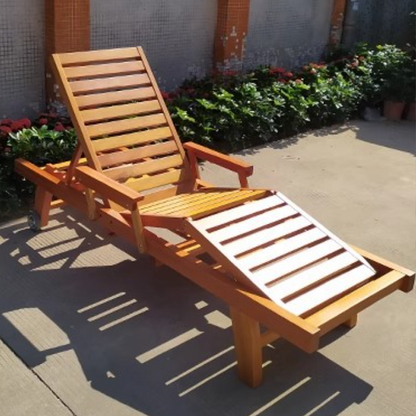 Modern Minimalist Rectangular Curved Solid Tropical Hardwood Pine Wood Folding Recliner For Outdoor
