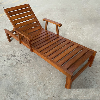 Modern Minimalist Rectangular Curved Solid Tropical Hardwood Pine Wood Folding Recliner For Outdoor