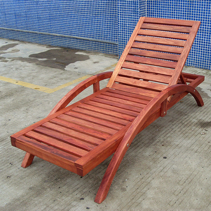 Modern Minimalist Rectangular Curved Solid Tropical Hardwood Pine Wood Folding Recliner For Outdoor