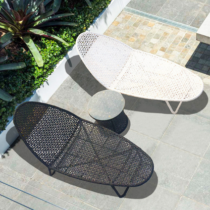 Modern Minimalist Curved Cylindrical Iron Aluminum Glass PE Coffee Table Recliner Backrest For Outdoor