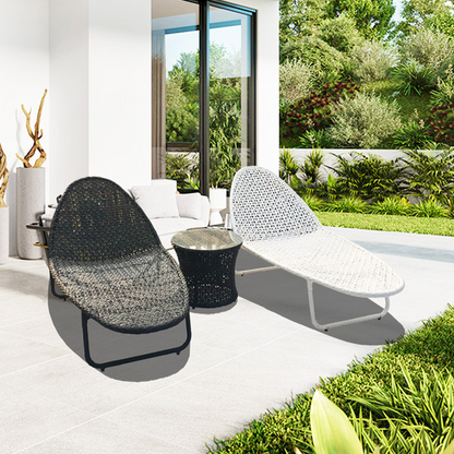 Modern Minimalist Curved Cylindrical Iron Aluminum Glass PE Coffee Table Recliner Backrest For Outdoor