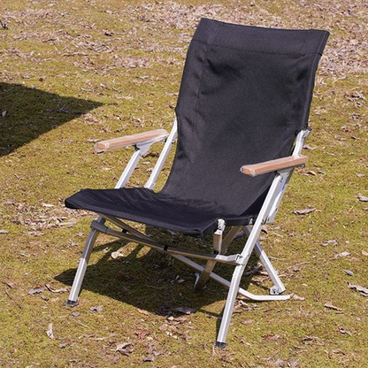 Modern Minimalist Rectangular Oxford Fabric Aluminum Alloy Beech Wood Outdoor Camping Chair Backrest Armrest For Garden