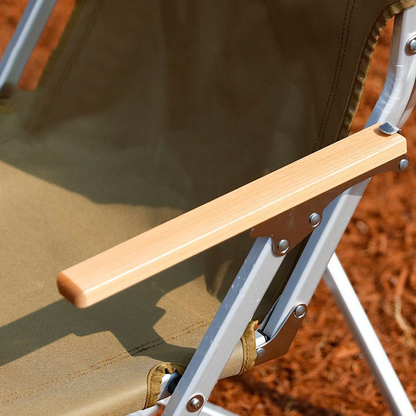 Modern Minimalist Rectangular Oxford Fabric Aluminum Alloy Beech Wood Outdoor Camping Chair Backrest Armrest For Garden