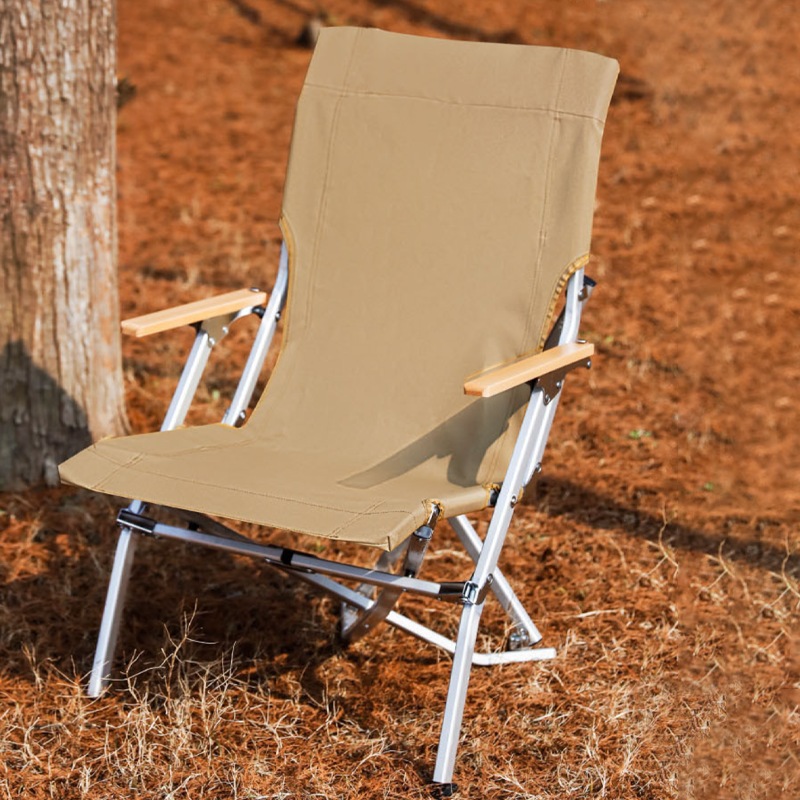 Modern Minimalist Rectangular Oxford Fabric Aluminum Alloy Beech Wood Outdoor Camping Chair Backrest Armrest For Garden