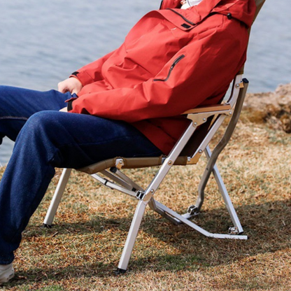 Modern Minimalist Rectangular Oxford Fabric Aluminum Alloy Beech Wood Outdoor Camping Chair Backrest Armrest For Garden