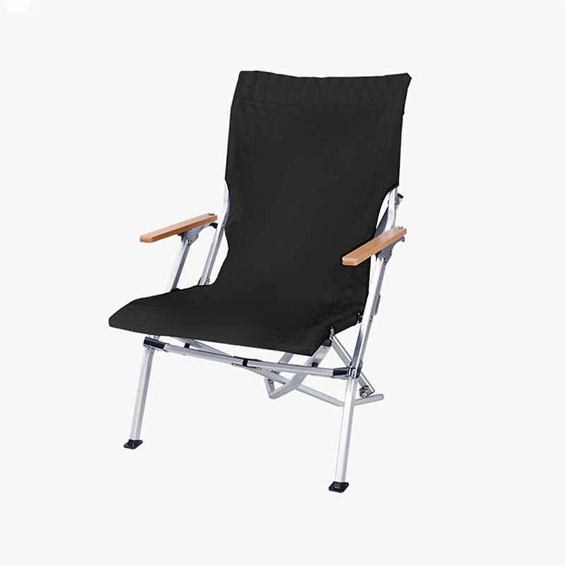 Modern Minimalist Rectangular Oxford Fabric Aluminum Alloy Beech Wood Outdoor Camping Chair Backrest Armrest For Garden