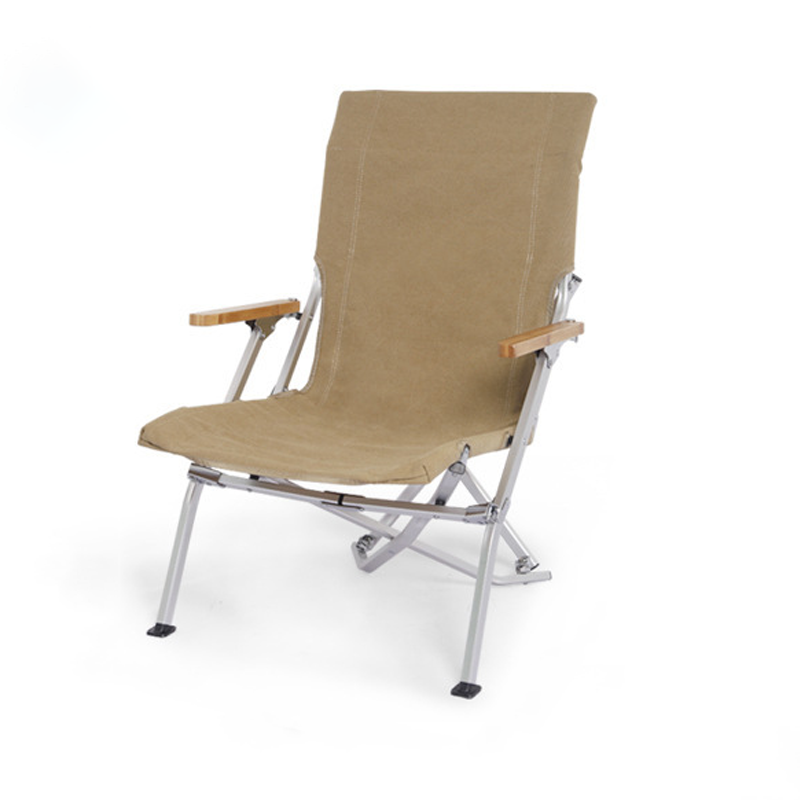 Modern Minimalist Rectangular Oxford Fabric Aluminum Alloy Beech Wood Outdoor Camping Chair Backrest Armrest For Garden