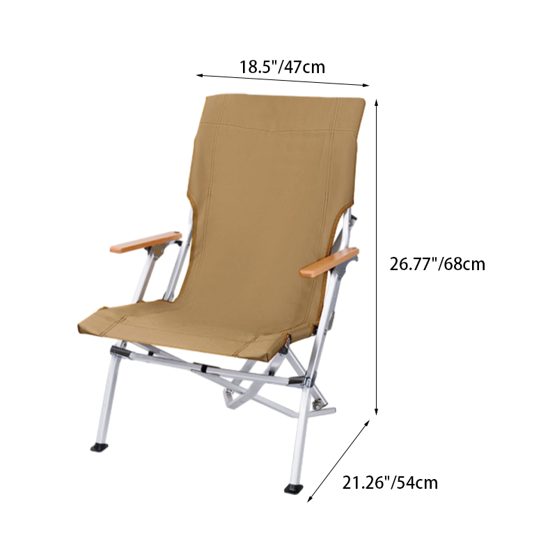 Modern Minimalist Rectangular Oxford Fabric Aluminum Alloy Beech Wood Outdoor Camping Chair Backrest Armrest For Garden