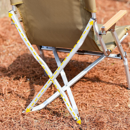 Modern Minimalist Rectangular Oxford Fabric Aluminum Alloy Beech Wood Outdoor Camping Chair Backrest Armrest For Garden