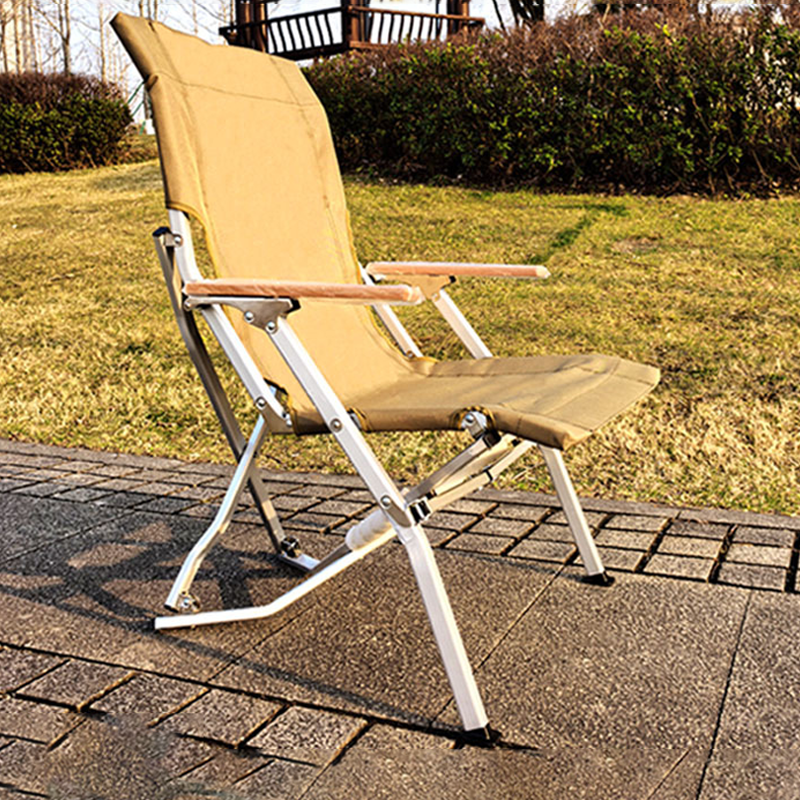Modern Minimalist Rectangular Oxford Fabric Aluminum Alloy Beech Wood Outdoor Camping Chair Backrest Armrest For Garden