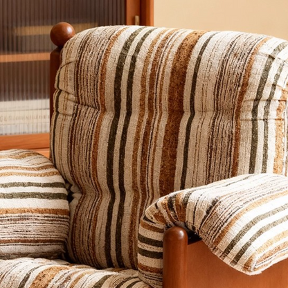 Contemporary Nordic Rectangular Oak Fabric Accent Chair Backrest Armrest For Living Room