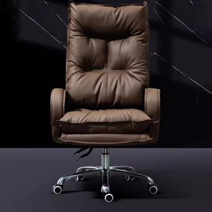 Modern Minimalist Rectangular PU Leather Steel Aluminum Alloy Swivel Mobile Desk Chair Backrest Armrest For Home Office