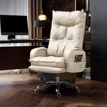 Modern Minimalist Rectangular PU Leather Steel Aluminum Alloy Swivel Mobile Desk Chair Backrest Armrest For Home Office