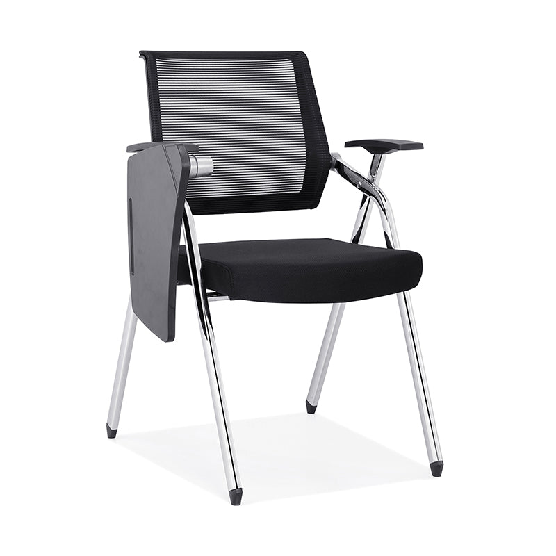 Modern Breathable High-Resilience Foam Mesh Desk Chair - Rectangular Adjustable Armrest & Writing Tablet Arm Foldable Office Chair For Home Office