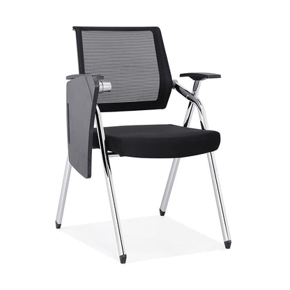 Modern Breathable High-Resilience Foam Mesh Desk Chair - Rectangular Adjustable Armrest & Writing Tablet Arm Foldable Office Chair For Home Office